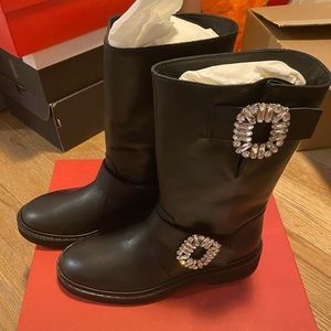 Roger vivier black biker boots 100% new